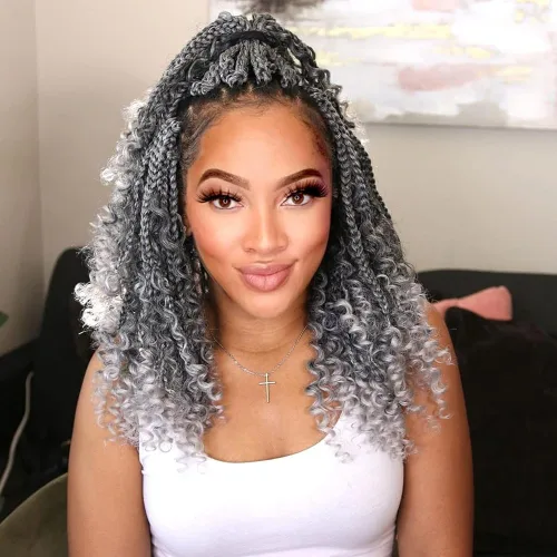 Miniatura 30 de Goddess Box Braids 1B3330 - Trenzas de ganchillo bohemias de 10 pulgadas para mujeres negras, paquete de 7 paquetes de trenzas bohemias preenlazadas