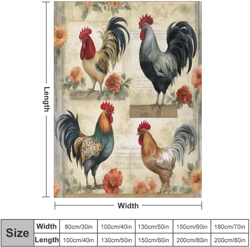 Miniatura 2 de Manta de franela de forro polar con dije de país, gallo, de 60 x 80 pulgadas, para sofá, cama, oficina, regalo para San Valentín, madre, padre