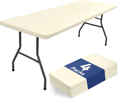 Miniatura 22 de homing Paquete de 4 manteles rectangulares de 4 pies, mantel ajustable de poliéster impermeable, lavable, para picnic, campamento, al aire libre