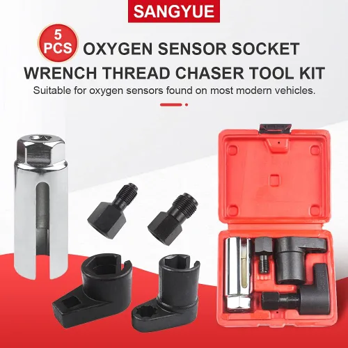 Miniatura 2 de Sensor de oxígeno Llave de zócalo Rosca Chaser 02 Sensor Removedor Herramienta Offset Interruptor de Vacío Enchufes Kit 5 unids