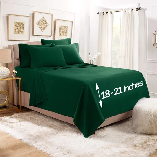 Miniatura 22 de Empyrean - Juego de 4 sábanas bajeras de bolsillo extra profundo de 110 GSM, juego de 4 sábanas de bolsillo extra profundo de 110 GSM, sábanas