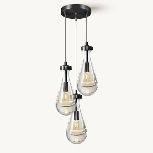 Miniatura 24 de Luces Colgantes Modernas en Forma de Gota de Lluvia, Lámparas Colgantes de Latón de 2 Luces para Isla de Cocina, Iluminación Colgante Dorada