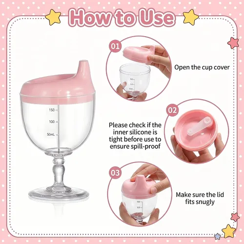 Miniatura 3 de Goaste Paquete de 4 vasos para beber vino para bebé, copas de plástico estilo copa con tapas, tazas de bebidas para niños de 6.7 onzas para jugo