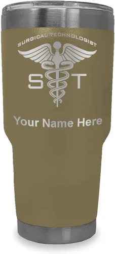 Miniatura 10 de LaserGram Vaso aislado al vacío de 20 onzas, ST Surgical Technologist, grabado personalizado incluido (gris)
