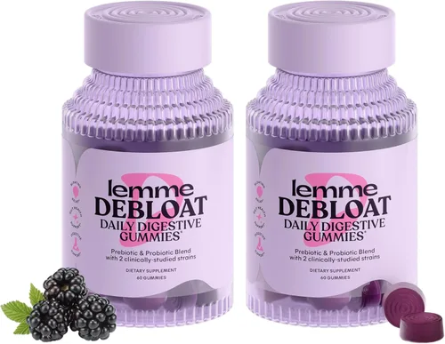 Lemme Debloat - Gomitas de salud digestiva e intestinal con 2 probióticos clínicamente estudiados y prebiótico, vegetarianas, sin gluten, sin OGM,