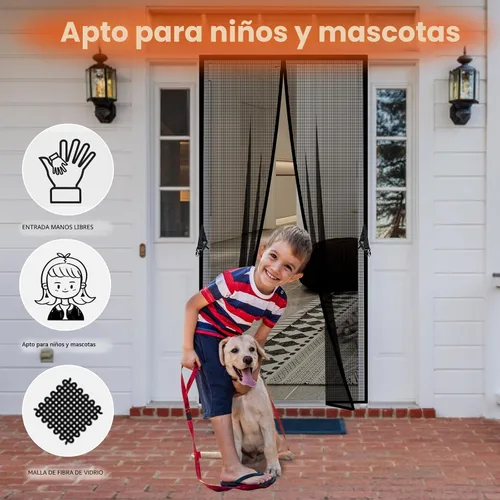 Miniatura 4 de Puerta mosquitera magnética de fibra de vidrio para puertas de 36 x 82 pulgadas, tamaño de la mosquitera: 38" x 83" - Malla mosquitera de fibra