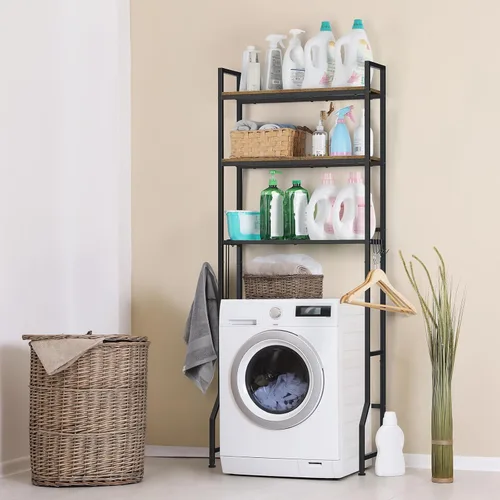 Miniatura 4 de smusei Estante de almacenamiento sobre el inodoro, organizador de baño de 3 niveles sobre el inodoro con ganchos y soporte para papel higiénico