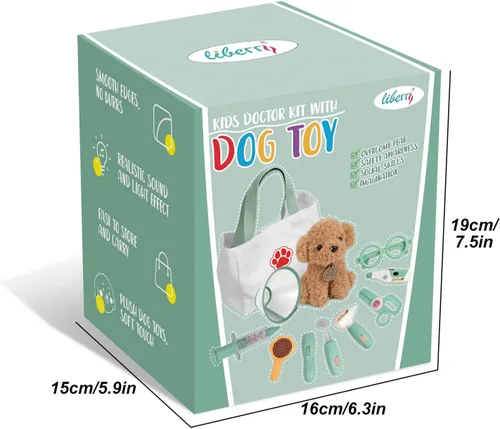 Miniatura 8 de Liberry Kit de médico para niños pequeños de 3, 4, 5, 6 años, 26 piezas con juguete para perro, estetoscopio y disfraz de disfraz, regalo médico