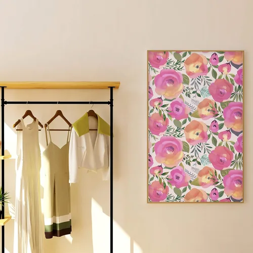 Miniatura 8 de WENMER Papel tapiz floral para despegar y pegar de 17.7 x 118 pulgadas, acuarela decorativa de flores rosas durazno, extraíble, para tocador
