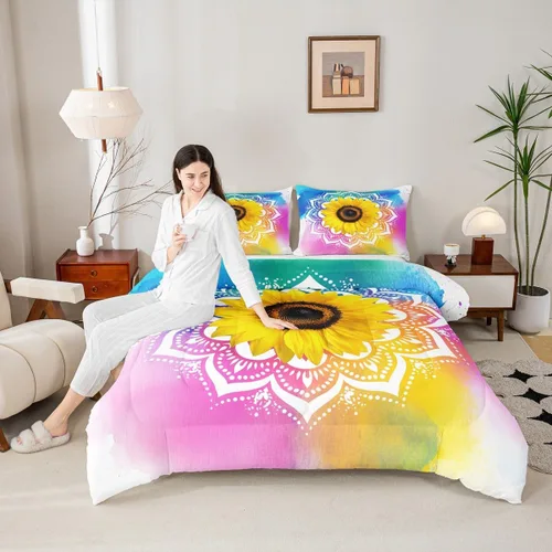 Miniatura 24 de Erosebridal Juego de edredón de hojas bohemias, juego de edredón de hojas exóticas para adultos, juego de ropa de cama rústica tamaño individual