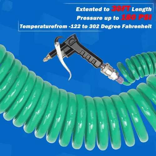 Miniatura 3 de Pistola de aire resistente para camiones con limpieza, manguera en espiral de 9 metros de largo y 2 puntas intercambiables - Kit de pistola de aire