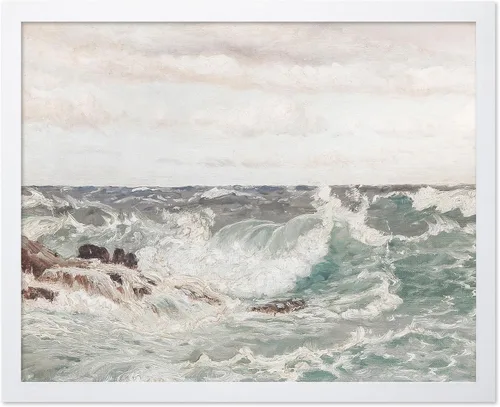 Miniatura 47 de Poster Master Póster vintage de pintura de olas del océano, impresión retro del océano, bellas artes, arte de paisaje marino, regalo para hombres