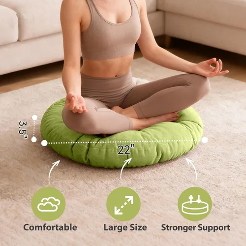 Miniatura 6 de Tiita - Cojín cuadrado para el suelo al aire libre, cojín de asiento grueso tuftado, gran cojín de suelo para yoga, meditación, sala de estar forro