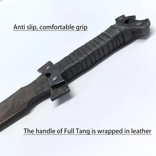 Miniatura 4 de SV Espada de corte artesanal hecha a mano de manganeso y acero, de tang completo, para exteriores, caza, camping, senderismo, supervivencia