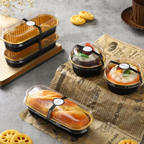 Miniatura 3 de Suclain 600 piezas de mini moldes para pan negros y dorados con tapas y cucharas, calcomanías de sellado de 6.8 onzas, papel de aluminio desechable