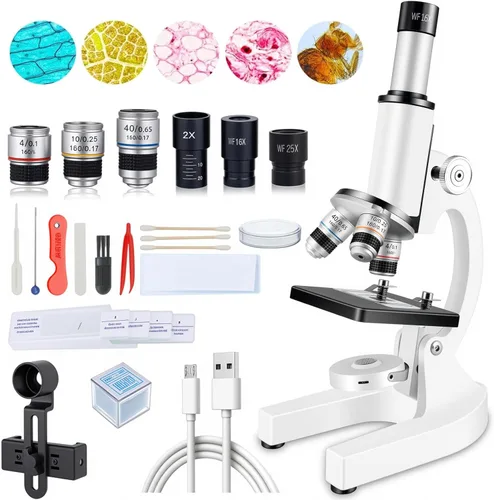 Microscopio Compuesto para Adultos y Niños - Microscopio Biológico de Alta Potencia 40X-2000X para Estudiantes, Laboratorio Escolar y Educación en