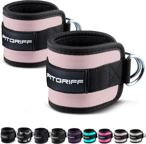 Miniatura 7 de Fitgriff® Correas de tobillo V1 para máquina de cable (2 piezas) - Equipo de entrenamiento para gimnasio - Accesorio de polea para piernas, correas