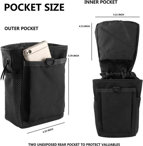 Miniatura 4 de Bolsa de tiza con cordón para escalar en roca con un mosquetón, diferentes bolsillos para escalar bouldering, gimnasia, bolsa de gimnasio, ajuste