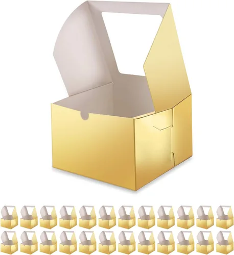 Miniatura 8 de 25 cajas blancas de panadería con ventana de 5 x 5 x 3.5 pulgadas, cajas de postre para ir con ventana, cajas de golosinas para panadería pequeña