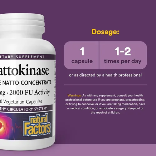 Miniatura 3 de Natural Factors - Nattokinase 100 mg, apoya la salud circulatoria, 60 cápsulas vegetarianas