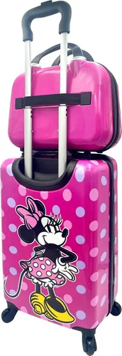 Miniatura 4 de Fast Forward Juego de maletas de mano y estuche de belleza con licencia de lado duro de 20 pulgadas para niños, Multi colorido, Minnie Mouse