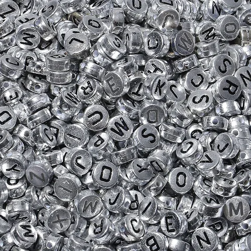 Miniatura 26 de LAIDANLA - 1500 cuentas de letras acrílicas del alfabeto doradas, cuentas redondas blancas de 7×4mm para hacer joyas, pulseras, collares, llaveros