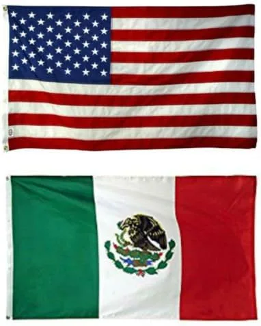 Ojales de bandera mexicana de Estados Unidos y México de 12 x 18 pulgadas, colores vivos y resistentes a la decoloración UV, decoración para el hogar