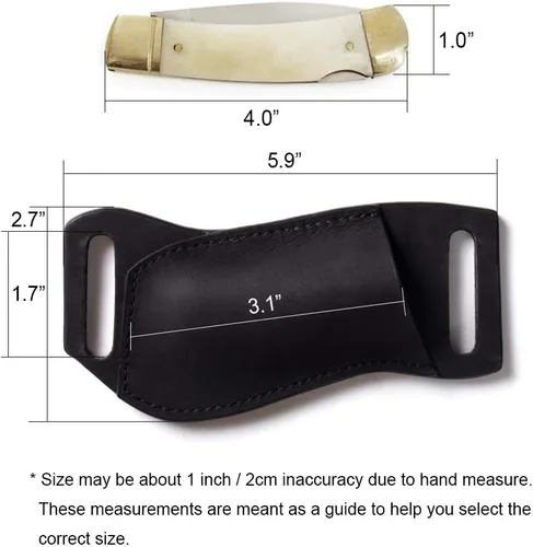 Miniatura 5 de Gentlestache Funda de cuero para cuchillo de bolsillo para cinturón, funda plegable para cuchillo, funda para cinturón EDC, color negro compacto
