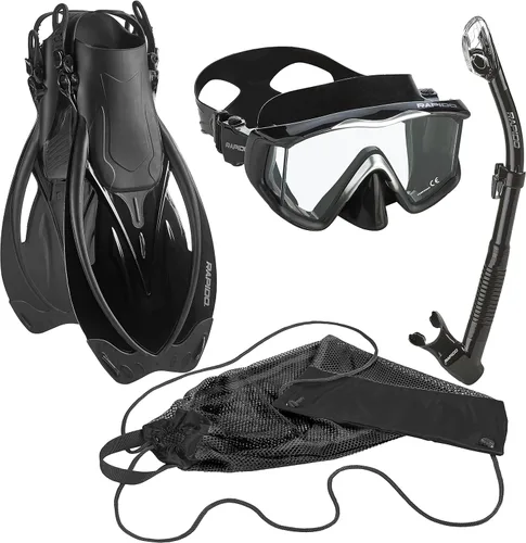 Rapido Boutique Collection - Juego de esnórquel con equipo de esnórquel para adultos, máscara de buceo con vista panorámica, aleta ajustable marina,