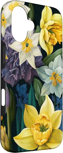 Miniatura 3 de iPhone 16 Painted Spring Bold Daffodils and Flowers, Flower Lover Case