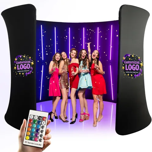 Miniatura 9 de Telón de fondo de cabina de fotos de 360 grados para cabina de fotos, fondo de pared personalizado con logotipo, video selfie, fondo giratorio