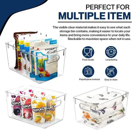 Miniatura 4 de Contenedores de almacenamiento de plástico transparente con tapas, perfectos para organización de cocina o organización y almacenamiento