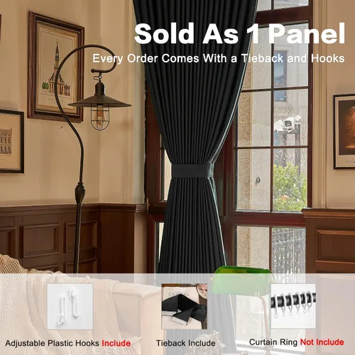 Miniatura 4 de HUTO Cortinas Plisadas de Pinzas Opacas con Aislamiento Térmico para Oscurecer la Habitación, Panel de Tratamiento de Ventana para Sala de Estar