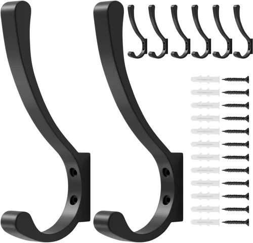 Miniatura 10 de saffruff Ganchos de montaje en pared, ganchos de metal resistentes para colgar ropa, mochila, bolsa, toalla y chaqueta, fuerte gancho de armario