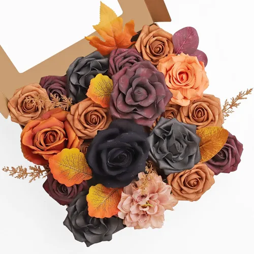 Miniatura 10 de MISSPIN Juego de flores artificiales para bricolaje, ramo de rosas falsas, flores para novia, boda, centro de mesa, decoración de mesa, bohemio