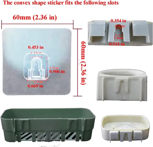 Miniatura 2 de 6 pares de almohadillas adhesivas de reemplazo montadas en la pared para organizador de cacharro de cocina y baño, gancho adhesivo sin uñas