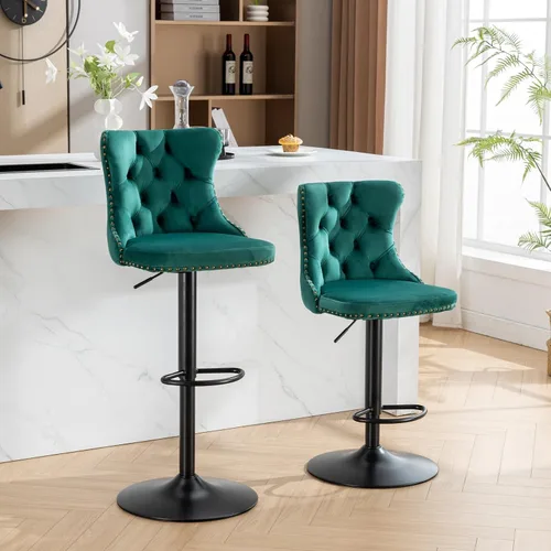 Miniatura 15 de Sillas para Barra de Cocina, Bancos para Barra de Cocina, juego de 2 sillas giratorias de bar de cocina con respaldo, para el hogar pub e isla Negro