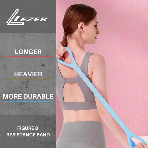 Miniatura 2 de LEZER Figura 8 Banda de resistencia, cuerda elástica de fitness, entrenamiento Execrise para brazo, espalda, pecho y hombro, yoga, pilates