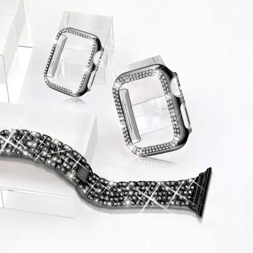 Miniatura 5 de Bekomo Compatible for Apple Watch Ultra Band 49mm 46mm 45mm 41mm 38mm 40mm 42mm 44mm with 2 Pack Bling Crystal Diamonds Case Cover, iwatch SE Series