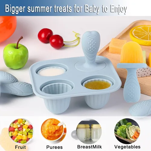 Miniatura 6 de Moldes de silicona para paletas, mini moldes para paletas de leche materna con palitos, máquina de paletas para morder leche materna congelada