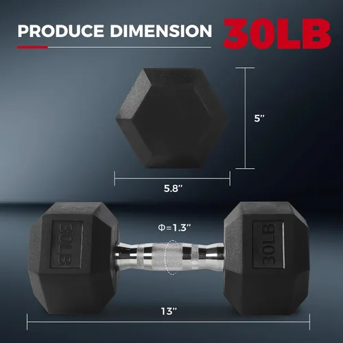 Miniatura 2 de RitFit Juego de mancuernas hexagonales con revestimiento de goma de 5 a 780 libras con estante para gimnasio en casa, entrenamiento de fuerza