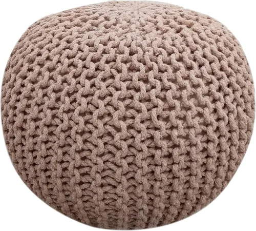 Miniatura 12 de FRELISH DECOR Puf Otomano Redondo Tejido a Mano 100% Algodón Puf Reposapiés - Saco de Frijoles Tejido - Silla de Piso para Sala de Estar Dormitorio