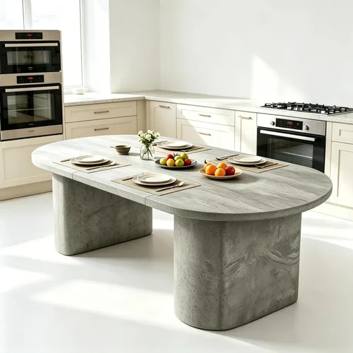Miniatura 8 de IDEALHOUSE Mesa de comedor ovalada de 70.8 pulgadas para 4-8, mesa de cocina de madera con base de doble pedestal, amplia mesa de comedor