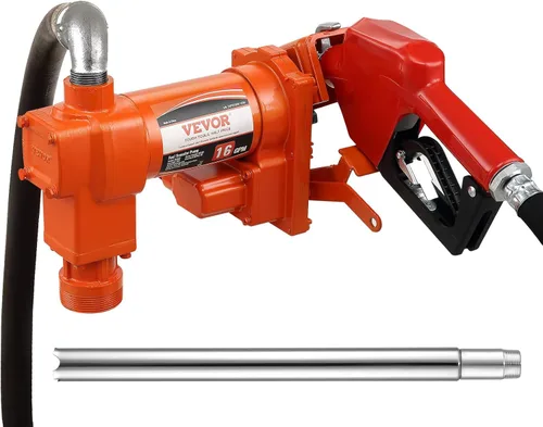 VEVOR Bomba de Transferencia de Combustible, 12V DC 16 GPM 1/4 HP, Bomba Extractora de Gasolina con Boquilla Automática, Manguera de Descarga y Tubo