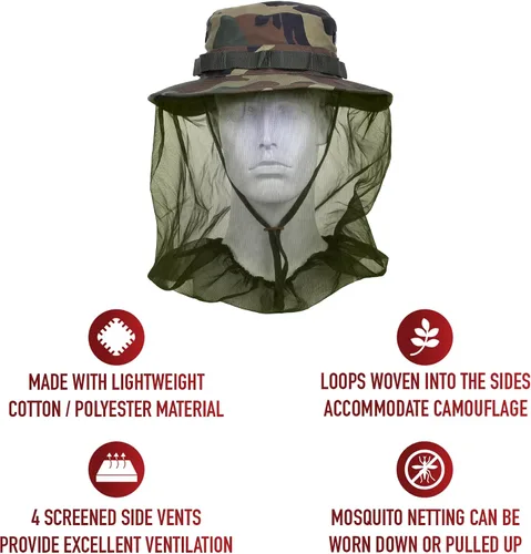 Miniatura 12 de Rothco Sombrero Boonie con mosquitera