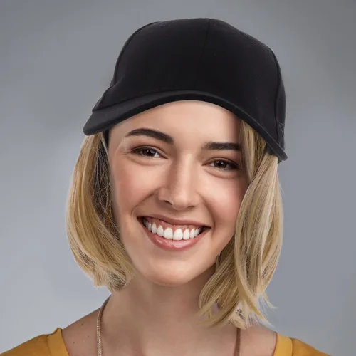 Miniatura 6 de Lurrose Gorra de béisbol con extensiones de cabello, peluca corta y recta, peluca sintética adjunta, peluca de fijación rápida para mujer, Amarillo