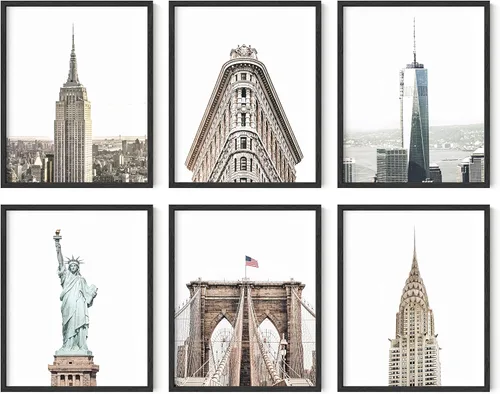 Miniatura 9 de HAUS AND HUES Arte de pared de la ciudad de Nueva York y pósteres de Nueva York, juego de 6 pósteres de la ciudad de Nueva York, decoración de pared