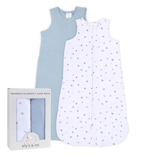 Miniatura 3 de Ely's & Co. Manta de algodón para bebé, saco de dormir de algodón 0-3,3-6, 6-12, 12-18 meses, juego de 2 unidades para bebé niño y niña, rosa, azul