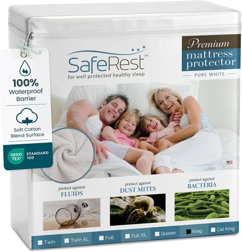 Miniatura 9 de SafeRest Sleepure - Protector de colchón impermeable tamaño individual derivado de viscosa de bambú - Ajustado con bolsillos elásticos - Funda