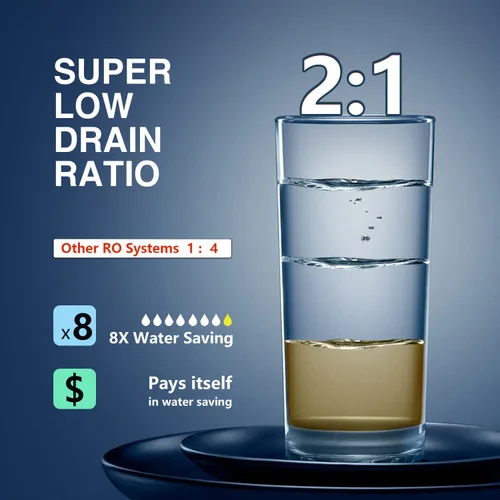Miniatura 6 de Frizzlife Filtro de Agua de Ósmosis Inversa de 800GPD, Estándar NSF/ASNI 58&53&42&372, Sistema de Ósmosis Inversa Alcalina Mineral pH+ Sin Tanque